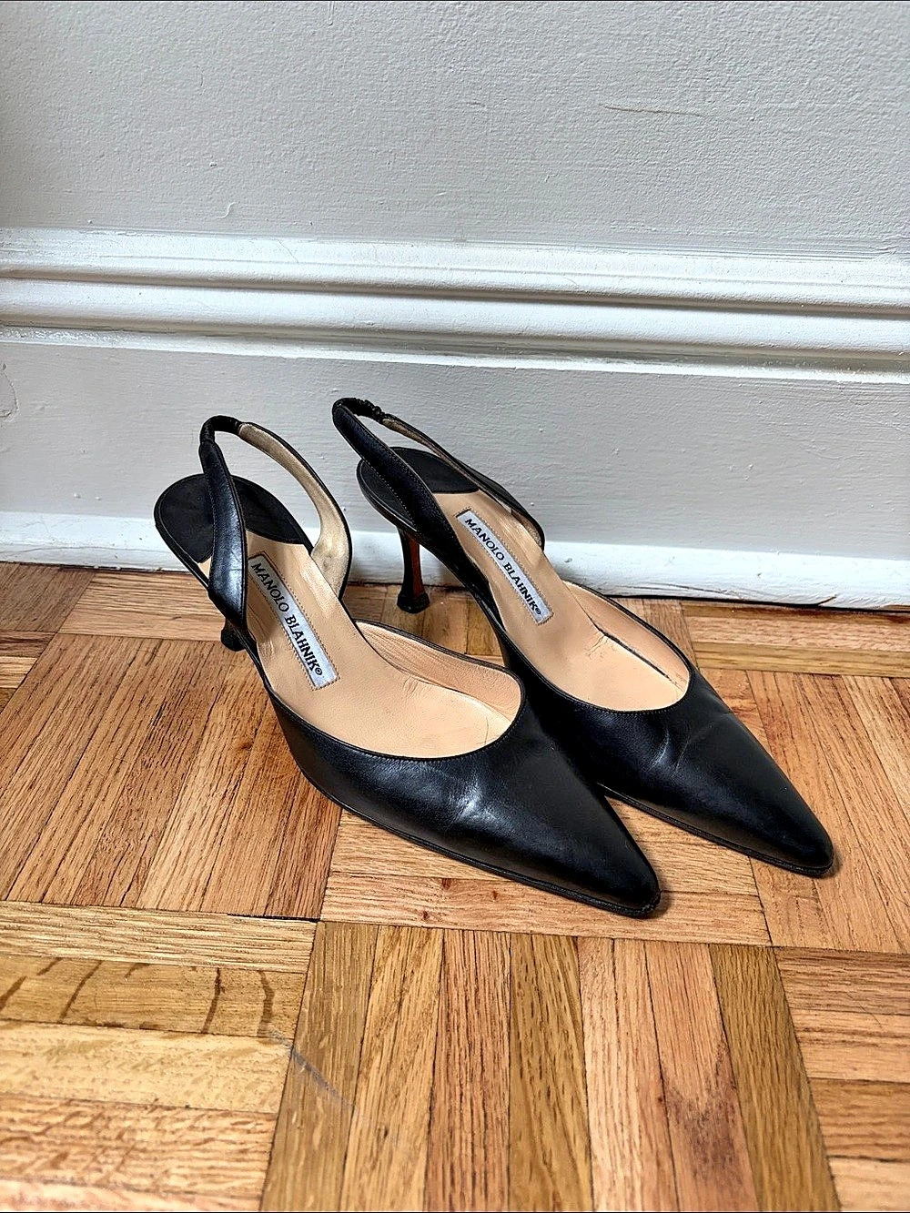 Manolo Blahnik Carolyn Slingback Heels sz 37.5